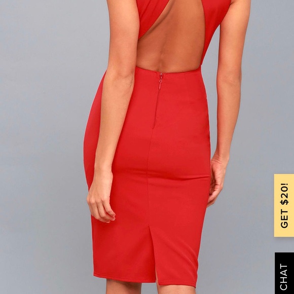 NWOT Lulu’a Be Mine Red Open Back Midi Dress - Picture 4 of 7